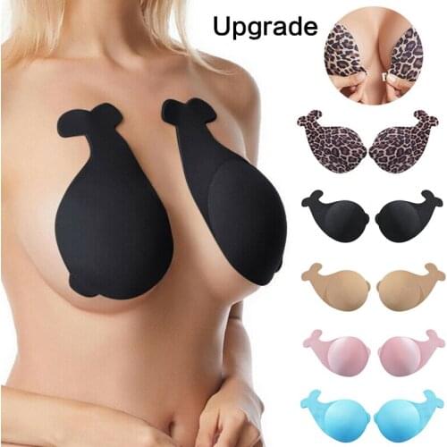 Dolphin Silicone Bust Nipple Cover Leopard Print Pasties Stickers Breast Invisible Bra Pad Strapless Push Up Breast Lifting Bras