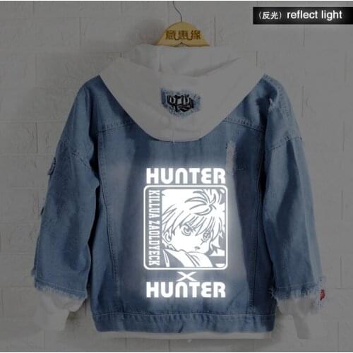 New Spring fall Hunter X Hunter hoodie Anime Hunter Isaac Netero Jeans Coat reflect light Men Women Fashion Denim Jacket