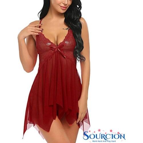 SWT Sexy Lingerie Baby Doll Erotic Underwear Babydoll Dress Ladies Lace Sexy Hot Erotic Nightwear Costumes for Women