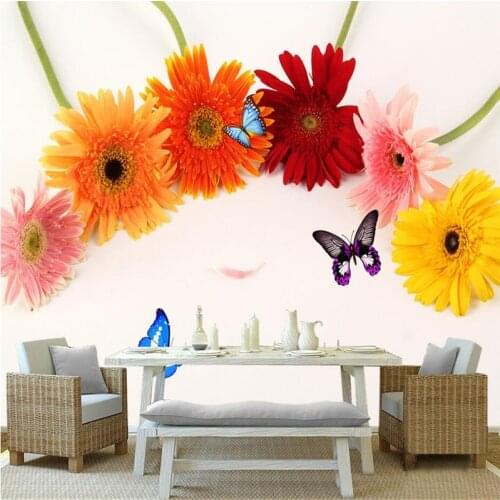 Custom Photo Wall Mural Living Room Wallpaper Wall Mural Kitchen Wallpaper Thicken Chrysanthemum Cabinet 3d Murals Tv Background