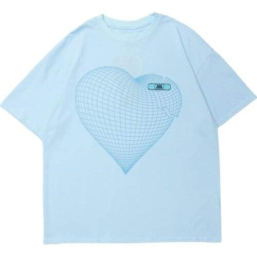 LACIBLE Mens Hip Hop T-Shirt Streetwear Love Band-Aid Printed Harajuku Tshirts Loose Cotton Short Sleeve 2021 Summer Casual