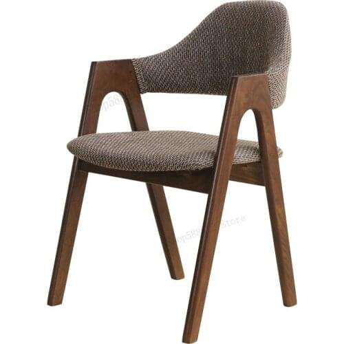 Customized Solid Wood Dining Chair Nordic Negotiation Chair Backrest Coffee Arm Detachable And Washable Bedroom Simple Home Conf