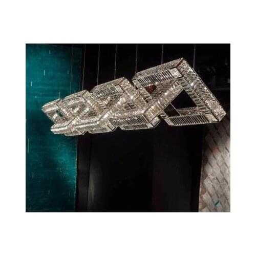 Italian personality creative crystal chandelier villa luxury high-end duplex restaurant long shape post-modern hanging lamps