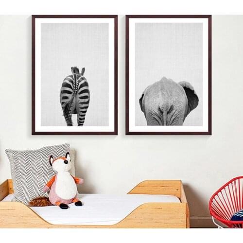 Elephant Zebra Butt Animal Canvas Print Painting Modern Home Decoration Posters Wall Art Picture For Living Room Decor Posters