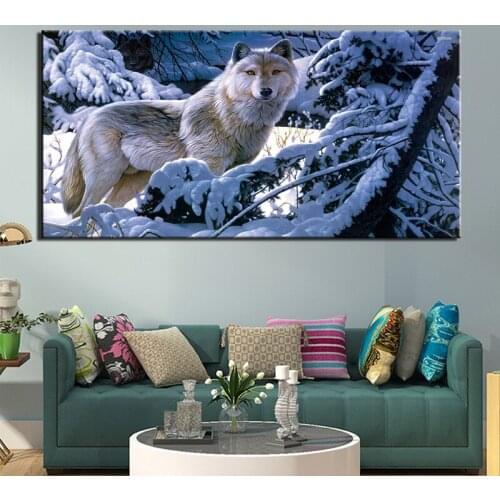 5d Diy Snow wolf diamond painting Animal full square drill pictures of rhinestones round diamond embroidery 5d mosaicZP-3725