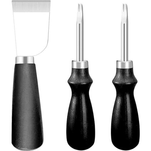 LMDZ Leather Edge Beveler Tool Kits Belt Maker High Carbon Steel Skiving Beveling Knife Cutting Hand Craft with Wood Handle