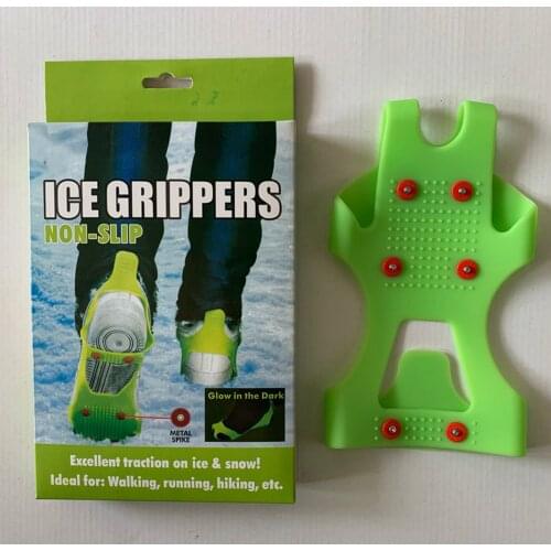 Ice Cleats Ice Grip Snow Grippers Anti Slip for Shoes and Boots Rubber Spikes Crampons with 6 Steel Studs Cleats d88