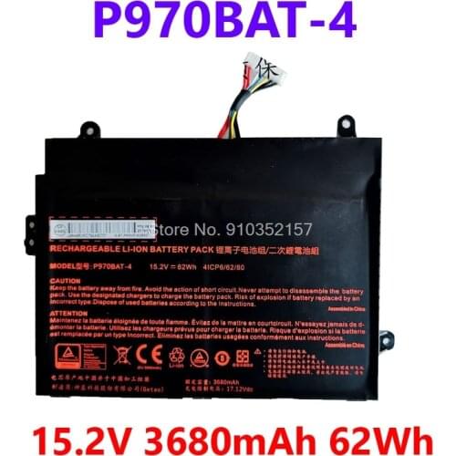 4ICP2/62/80 4IPC6/62/80 Li-Polymer Battery For CLEVO P960 P960EN-K P970EX P970BAT-4 15.2V 3680mAh 62Wh