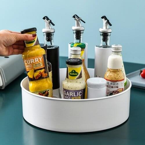 Multifunctional Seasoning Organizer Shelf 360 Degree Rotating Spice Storage Rack Kitchen Bathroom Storage Tray Home Supplies
