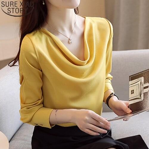Fashion 6 Colors Solid Long Sleeve Shirt Women Elegant Office Lady Shirts Womens Tops and Blouses Autumn 2021 Blusas Mujer 10871