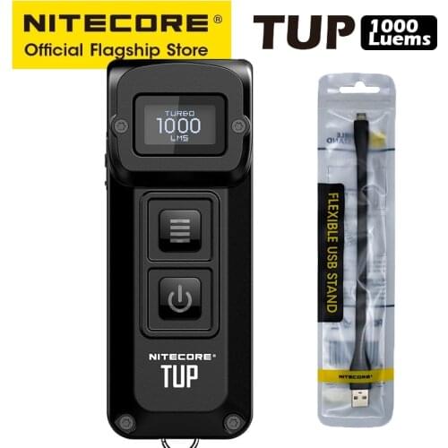 NITECORE TUP EDC Keychain Light USB Rechargeable Flashlight Led Mini Hiking Pocket Light Built in Battery, USB charge Cable