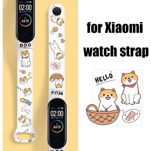 Suitable for Mi Band 4/5/6 wristband 3 nfc version strap Cartoons Cute Akita Astronaut Printing Silicone sports watch wristband