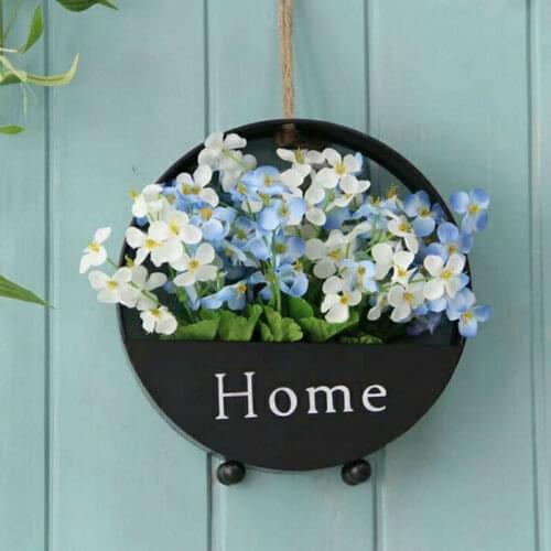 Retro Iron Wall Hanging Basket Plant Flower Pot for Home Balcony Yard Decor