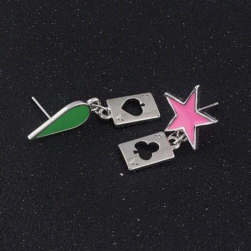 Hisoka Cosplay Earrings Anime Hunter x Hunter Stars Teardrop Poker Design Drop Earrings For Women Men Fashion Jewelry N2UE