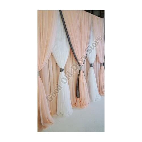 3M x 6M White with Champagne Color Wedding backdrop Stage background curtain Wedding Drapes swags Event Decoration