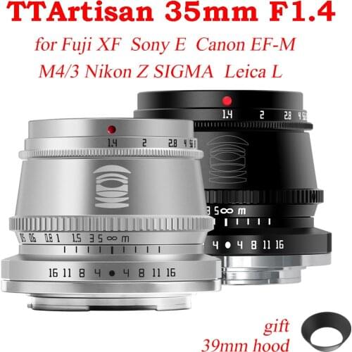 TTArtisan 35mm F1.4 for Leica L Mount APS-C Manual Focus Cameras Lens for Leica TL2 T TL CL SIGMA FP Mount Camera
