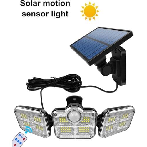 138 led seperable remote Solar Light Outdoor Garden Solar Lamp Waterproof PIR Motion Sensor Street security Lighting remote cabl