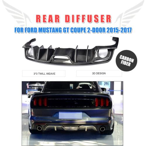 Rear Bumper Exhaust Diffuser Lip Carbon Fiber for Ford Mustang Convertible Coupe 2-Door 2015-2017 USA Market Car Accessories