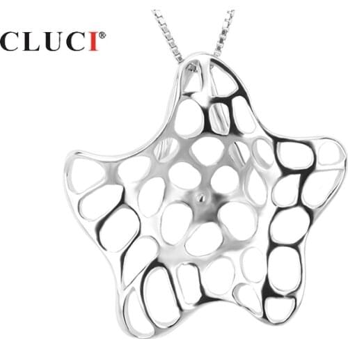 CLUCI Cute Starfish Shaped Silver 925 Pearl Pendant Mounting for Women Jewelry 925 Sterling Silver Starfish Pendant SP013SB