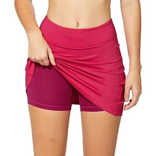 Womens Sports Tennis Skirt Girls Female Gym Short Dance Skirt Running Fitness Shorts Pantskirt Anti-emptied 2 In 1