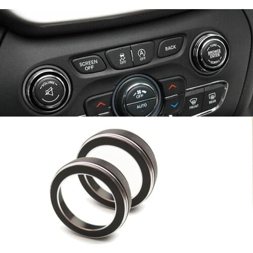 1Pair Car Volume CD Switch Knob Ring Cap Cover Trim Black Auto Interior Accessories For Jeep Grand Cherokee