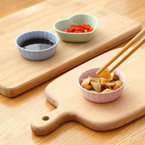1Pcs Household Soy Tomato Sauce Salt Vinegar Flavor Spices Plate Wheat Straw Seasoning Dish Tableware Small Breakfast Dish