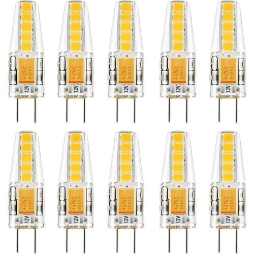 10pcs G4 LED Bulb 12V AC DC LED G4 Lamp 3W Natural White 4000K Light Bulb 10LED 2835SMD Replace 20W Halogen Dustproof Shockproof