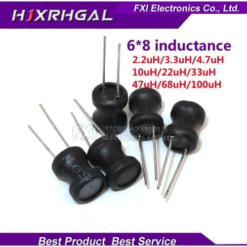 10pcs Unshielded Wirewound DIP power Inductor 0608(6*8mm) 2.2uH 3.3uH 4.7uH 10uH 22uH 33uH 47uH 68uH 100uH I-shaped inductance