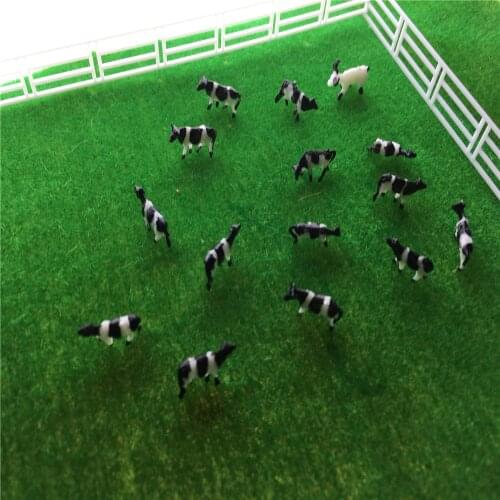 100pcs 1:150 Scale Tiny Model Painted Black And White Farm Animals Cow For Diorama Miniature Model Farm Landscape Making