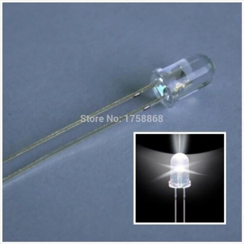 100PCS 10MM WHITE LED LAMP F10 6000K-7000K I=20ma 3v 10mm diodes WHITE
