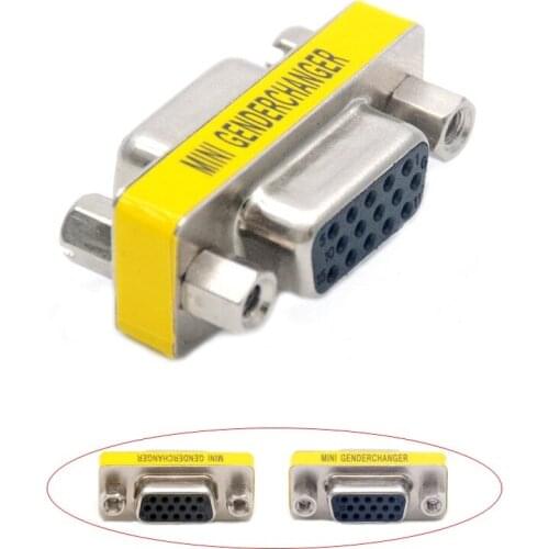 15 Pin VGA SVGA Gender Changer Adaptor Connector Female to Female Coupler Converter Monitor F/F DB15 Connector