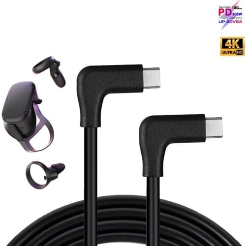 90 Elbow 100W PD 5A 4K @60Hz USB3.1 Gen 2 10Gbps USB-C Fast Charging Data Cable For Macbook Pro Air TV Oculus Quest 1 2 Link VR