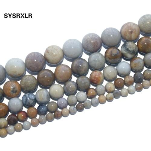 Free Shipping Natural Chrysanthemum Stone Coral Fossils Round Beads For Jewelry Making Diy Bracelet Necklace 4/6/8/10/12 MM