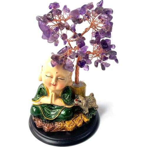 Free Shipping Natural Real Crystal High Quality Crystal Tree Buddha Desk Decoration Quartz Home Decor Crafts ZLF