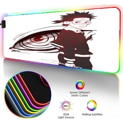 XGZ Anime Mouse Pad Naruto RGB Large Mousepad LED Luminous Color Lighting Computer Notebook Office Game Accessories Gaming Desk