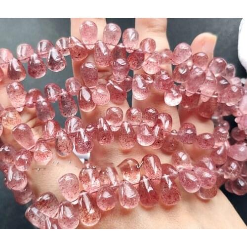 Strawberry quartz drop red 8-12mm for DIY jewelry making 20cm loose beads FPPJ wholesale beads nature gem stone