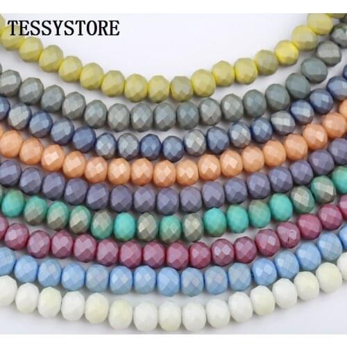 8mm Grind Matte Crystal Beads AB Color Cut Faceted Crystal Beads Loose Spacer Beads For Jewelry Making Bracelet Accessories