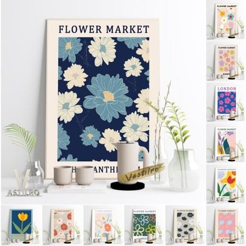 Flower Market Exhibition Art Prints Poster Abstract Flora Pattern Illustration Wall Picture Scandinavian Living Room Home Decor
