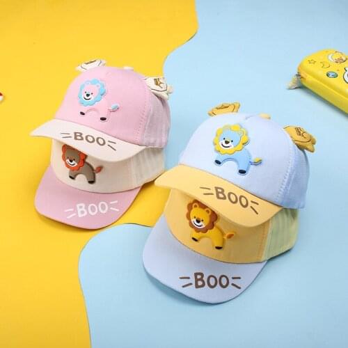 Baby hat summer thin mesh sun visor baby cap cute cartoon lion baby baseball cap female outdoor travel net breathable cap