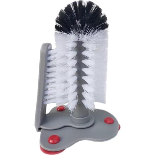 Double-Headed Glass Cleaner Sink Cup Brush Sucker Kitchen Cleaning Supplies Rotating Wine Bottle Cleaner Cup Scrubber