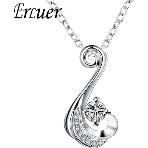 ERLUER Fashion silver color cz Cubic Zirconia Necklaces & Pendants For Women Girls Chain Trendy Brands elegant Jewelry