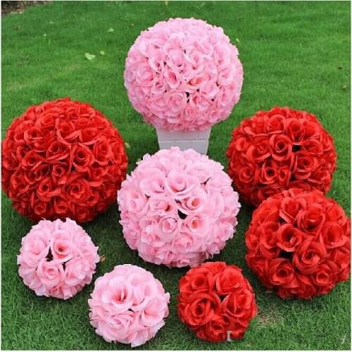 25 cm Artificial Encryption Rose Silk Flower Kissing Balls Hanging Ball For Christmas Ornaments Wedding Party Decorations 2015