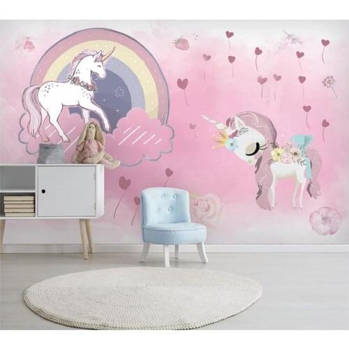 Customized 3d photo wallpaper crown unicorn princess prince pink balloon обои background wall living room mural papel de parede
