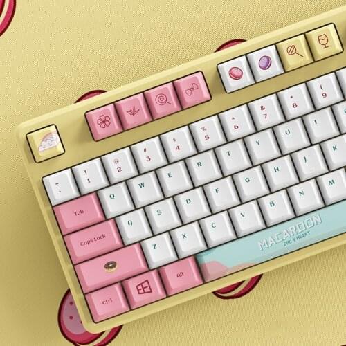 Kawaii Macaroon PBT Keycaps Cherry XDA Profile Five Sides Dye Sublimation for Gaming Mechanical Keyboard Key Caps Replacement
