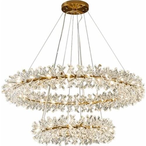 Ring new design Single/double Floor modern crystal chandelier lamp lustre LED chandelier living lighting and hotel lights