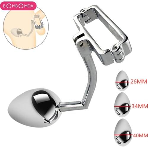 Stainless steel penis lock cock Ring Heavy Duty weight male metal Ball Stretcher Scrotum Anal Toys For BDSM Sex Toys for men