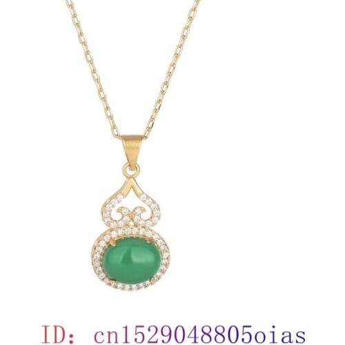Green Jade Gourd Pendant Chinese Necklace Natural Charm Crystal 925 Silver Women Gemstone Jewelry Fashion Chalcedony Gifts