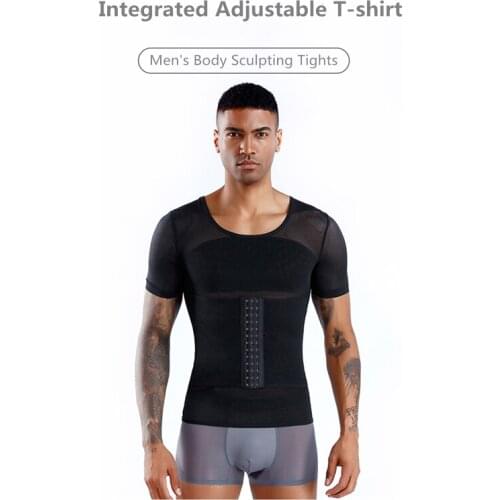 Summer mens body shaping clothing, abdomen, tight shape, fitness waist, invisible short sleeve shape clothing