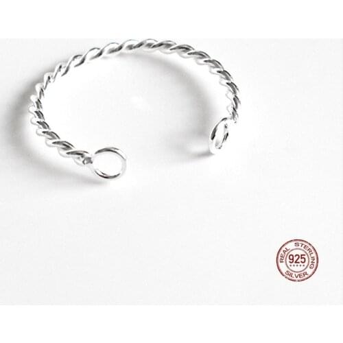 LKO 925 Sterling Silver Finger Rings For Women Weave Twisted Minimalist Anniversary Fine Jewelry Gift Female Ring Adjustable