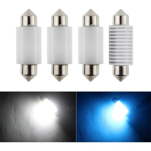 NHAUTP 4Pcs Pure White C5w Led Ceramic Bulbs 3030 smd Festoon 31mm 36mm 39mm 41mm Car LED Interior Reading Lights 12V-24V
